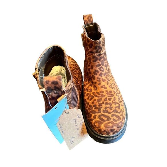 Cat & Jack Leopard Print Booties‎ Children's Size 2 - Picture 2 of 4